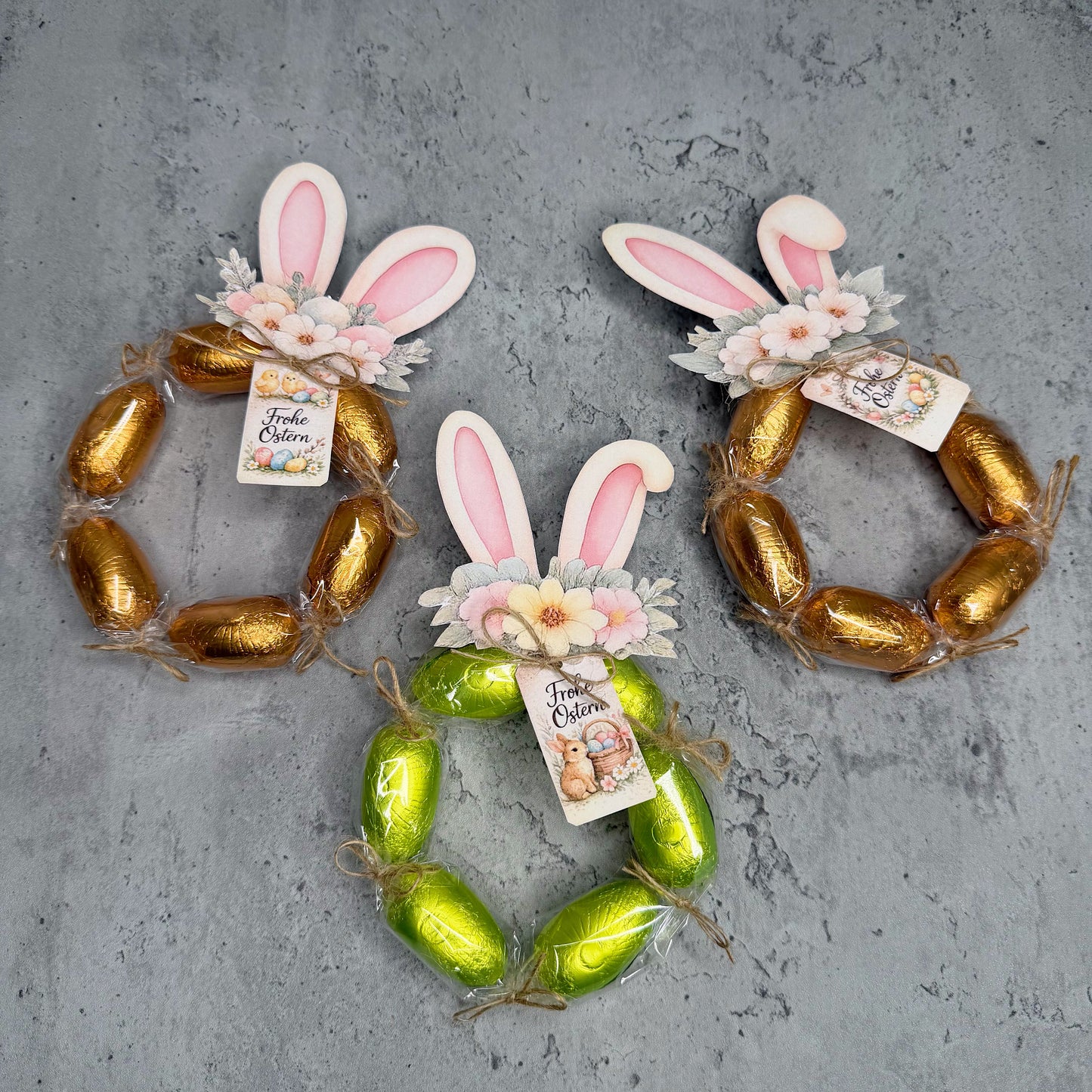 Geschenk zu Ostern, Hasenohren und Geschenkanhänger, Osterschokokränze, kleine Aufmerksamkeit, Druckvorlage, Sofort-Download,  Last-Minute-Geschenk, PDF-Datei