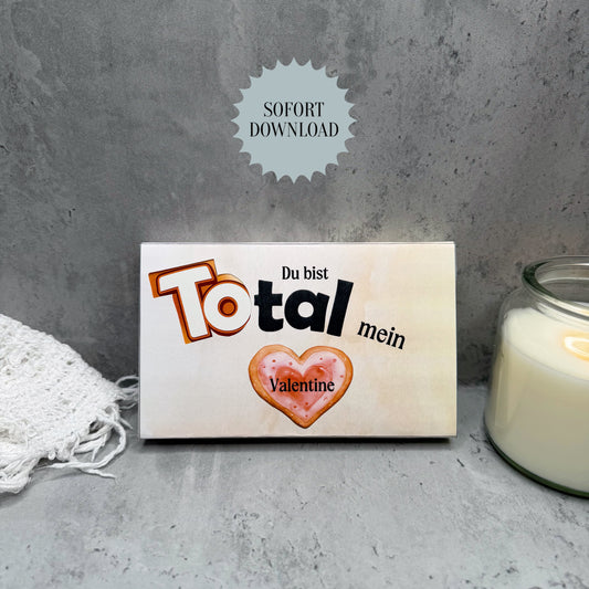 Valentinstag Geschenk, Toffifee, Du bist total mein Valentine, Druckvorlage, Sofort-Download,  Last-Minute-Geschenk, PDF-Datei