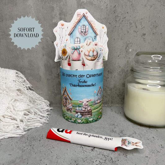 Geschenk zu Ostern, Duplo-Banderole, für 10er Duplo-Packung, Osterhasensuche, kleine Aufmerksamkeit, Druckvorlage, Sofort-Download,  Last-Minute-Geschenk, PDF-Datei