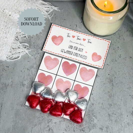 Valentinstag Geschenk, Tic Tac Toe, Druckvorlage, Sofort-Download,  Last-Minute-Geschenk, PDF-Datei