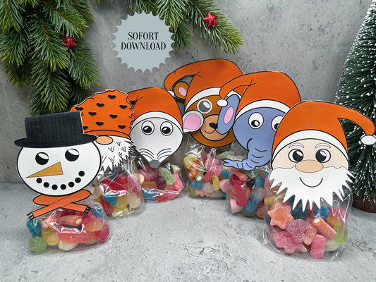 Süßigkeitentüte Weihnachten, Druckvorlage, Geschenk, Sofort-Download, Last-Minute-Geschenk, PDF-Datei