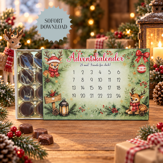 Adventskalender, Toffifee-Banderole, Weihnachtsgeschenk, kleine Aufmerksamkeit, Druckvorlage, PDF-Datei