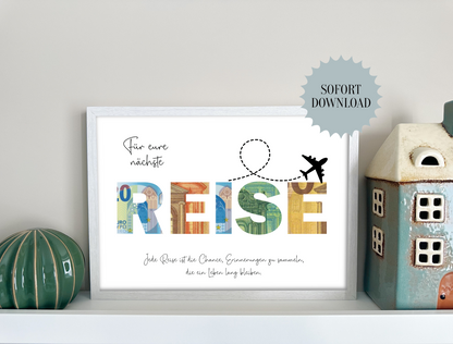 Geschenk für "eure" nächste Reise, Urlaub, Geldgeschenk, Geburtstag,  Druckvorlage, Sofort-Download, PDF-Datei