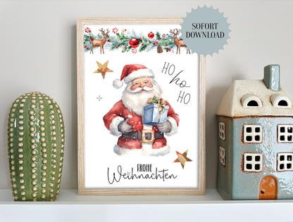 Geldgeschenk Weihnachten, Weihnachtsmann, Druckvorlage, Geschenk,  Sofort-Download, Last-Minute-Geschenk, PDF-Datei