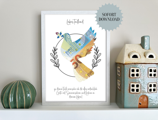 Geldgeschenk zur Taufe, Sofort-Download, Druckvorlage, PDF, "Ich"