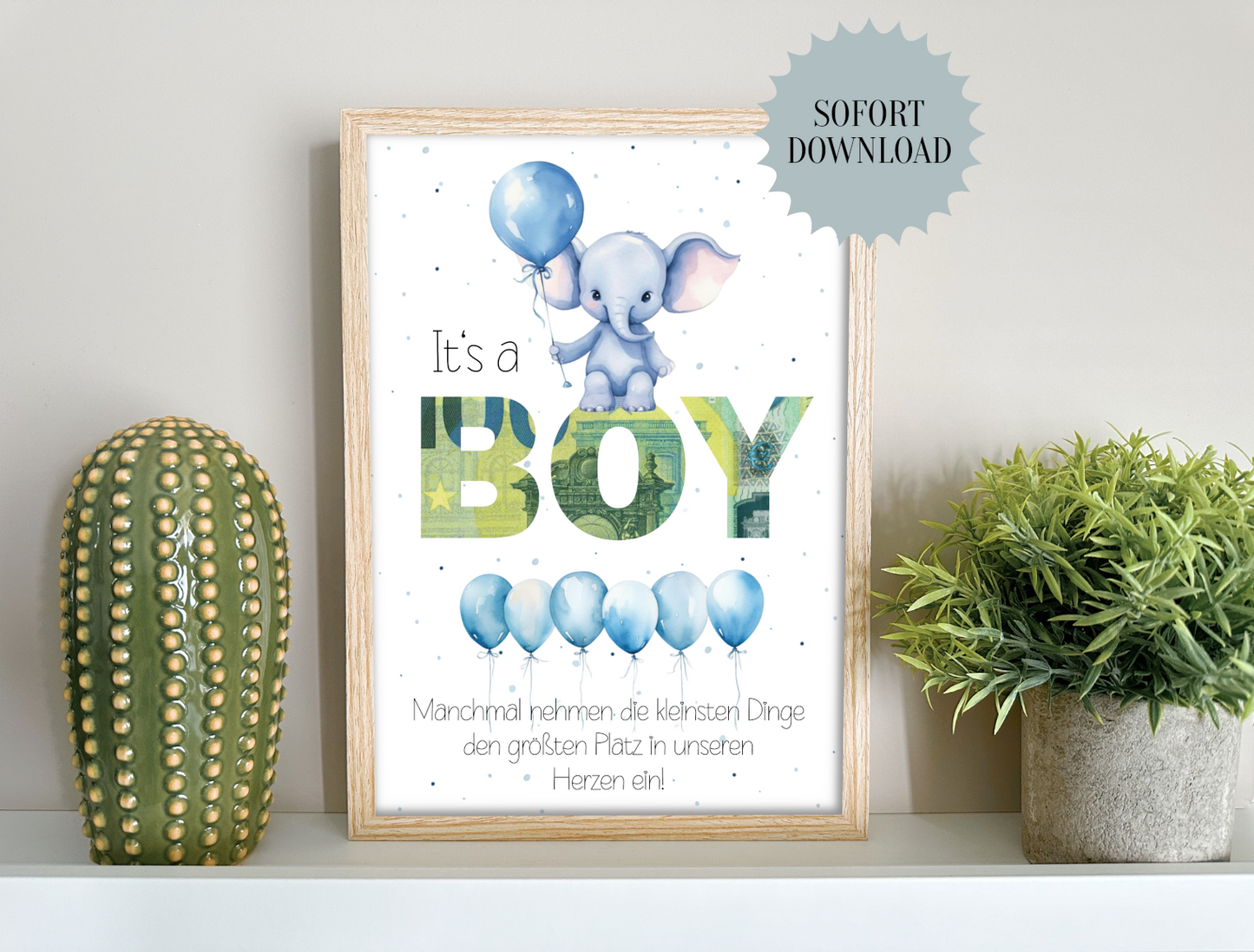 Geldgeschenk Babyparty, Geburt, Junge, Druckvorlage, Geschenk, Sofort Download, Last-Minute-Geschenk, PDF-Datei