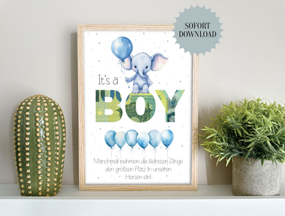 Geldgeschenk Babyparty, Geburt, Junge, Druckvorlage, Geschenk, Sofort Download, Last-Minute-Geschenk, PDF-Datei