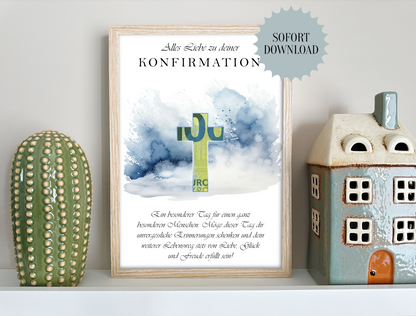 Geschenk zur Konfirmation, Geldgeschenk, Druckvorlage, Sofort-Download,  PDF-Datei