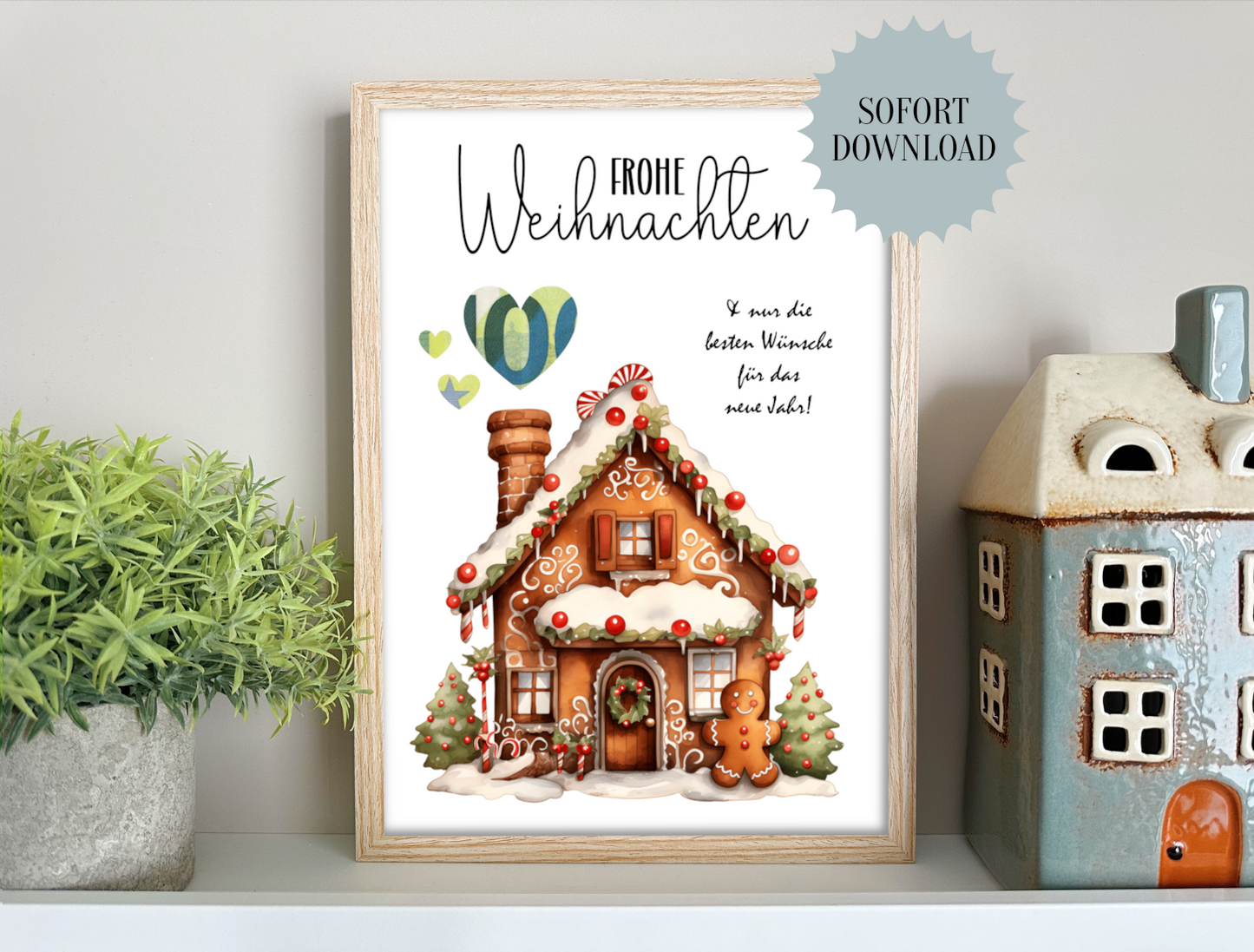 Geldgeschenk Weihnachten, Lebkuchenhaus, Druckvorlage, Geschenk,  Sofort-Download, Last-Minute-Geschenk, PDF-Datei