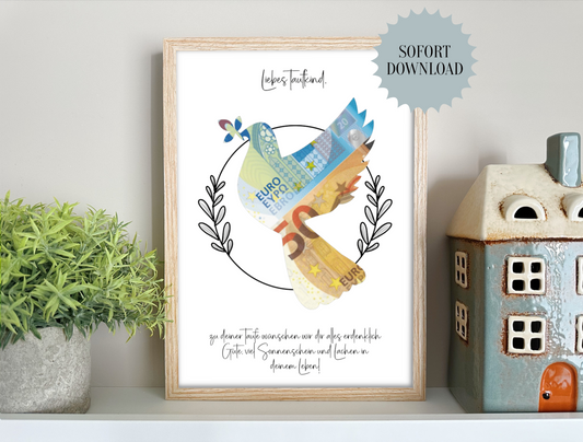 Geldgeschenk zur Taufe, Sofort-Download, Druckvorlage, PDF, "Wir"