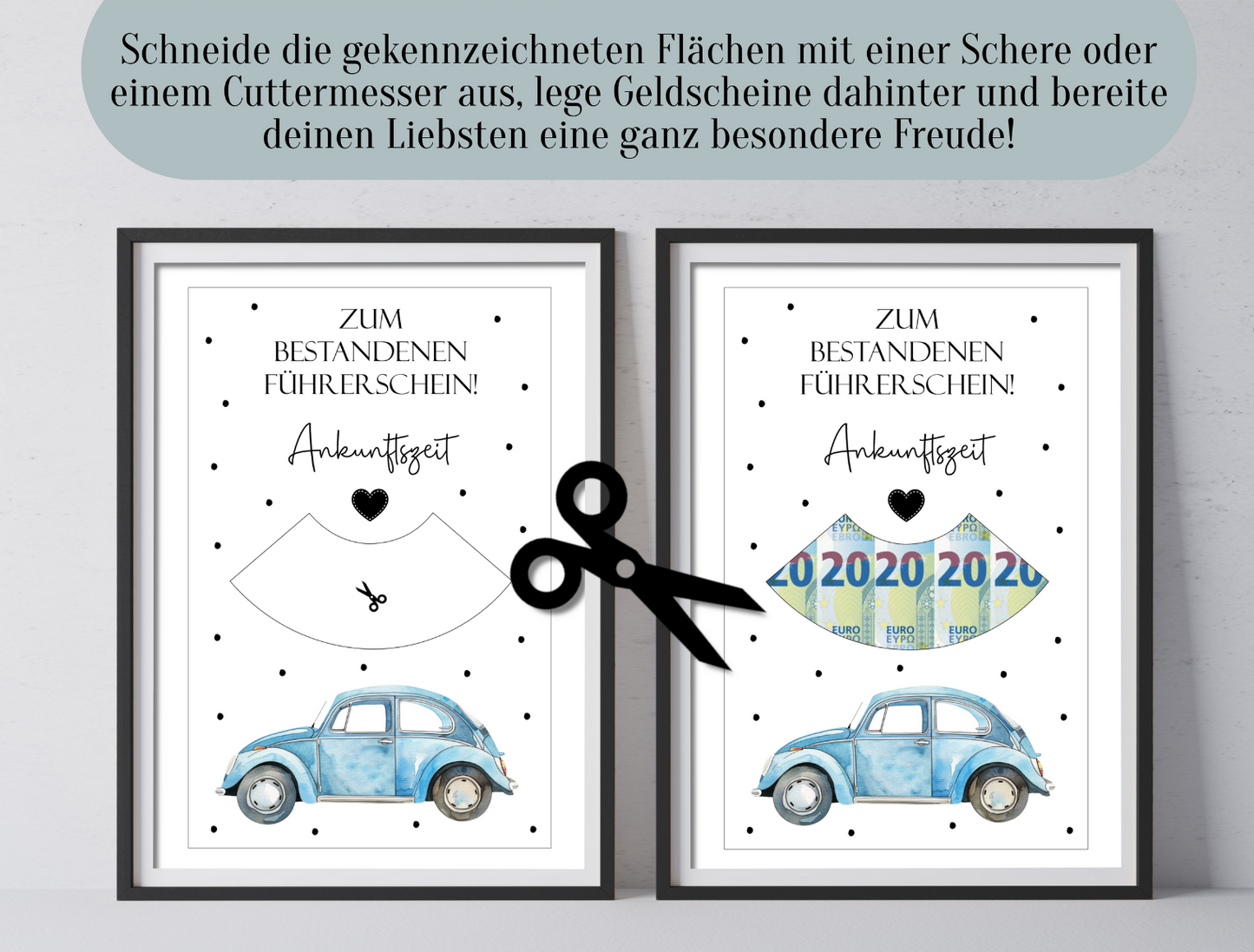 Geldgeschenk zum bestandenen Führerschein, 18. Geburtstag, Druckvorlage,  Geschenk, Parkscheibe, Last-Minute-Geschenk, Sofort-Download, PDF-Datei