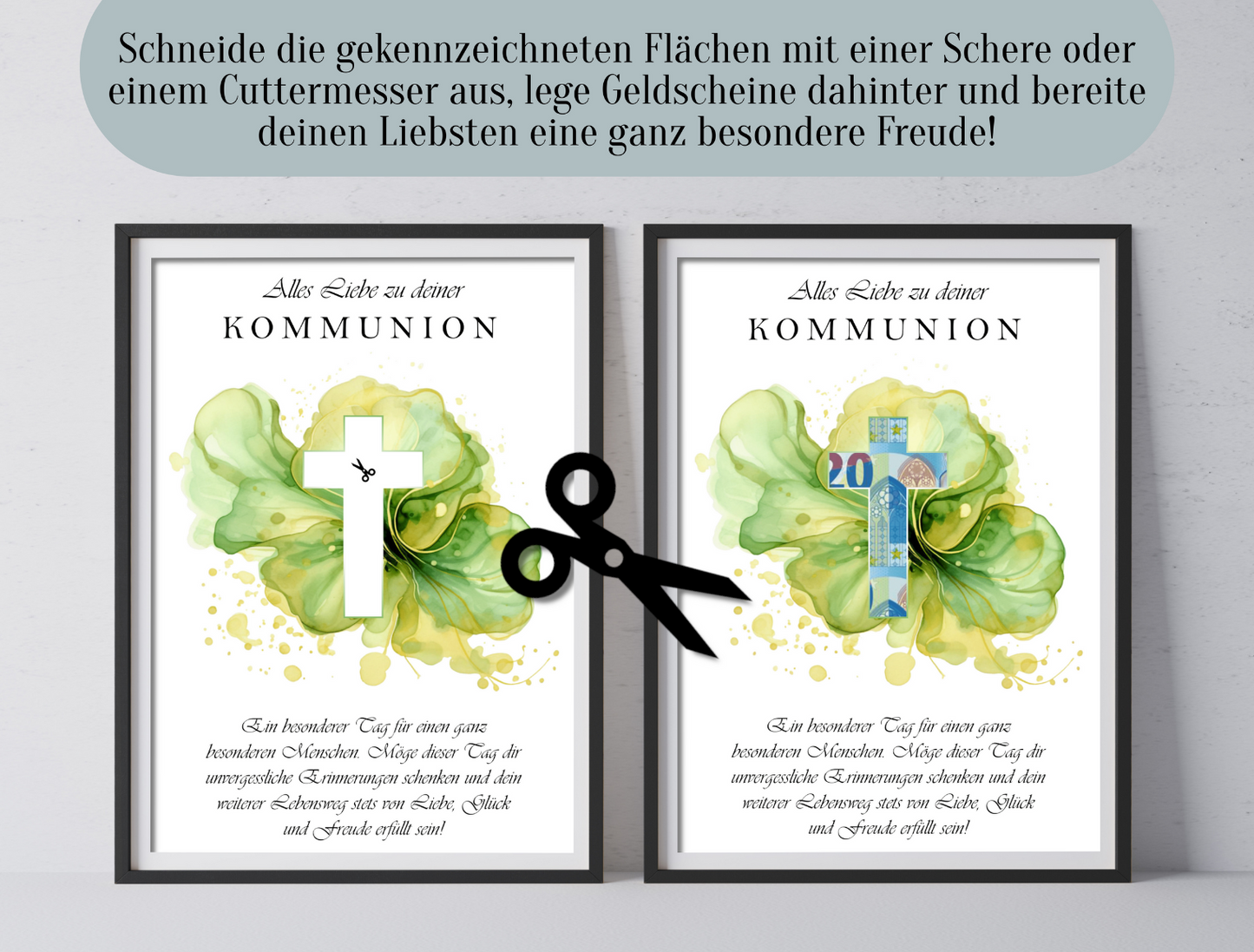 Geschenk zur Kommunion, Geldgeschenk, Druckvorlage, Sofort-Download,  PDF-Datei