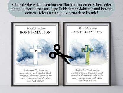 Geschenk zur Konfirmation, Geldgeschenk, Druckvorlage, Sofort-Download,  PDF-Datei