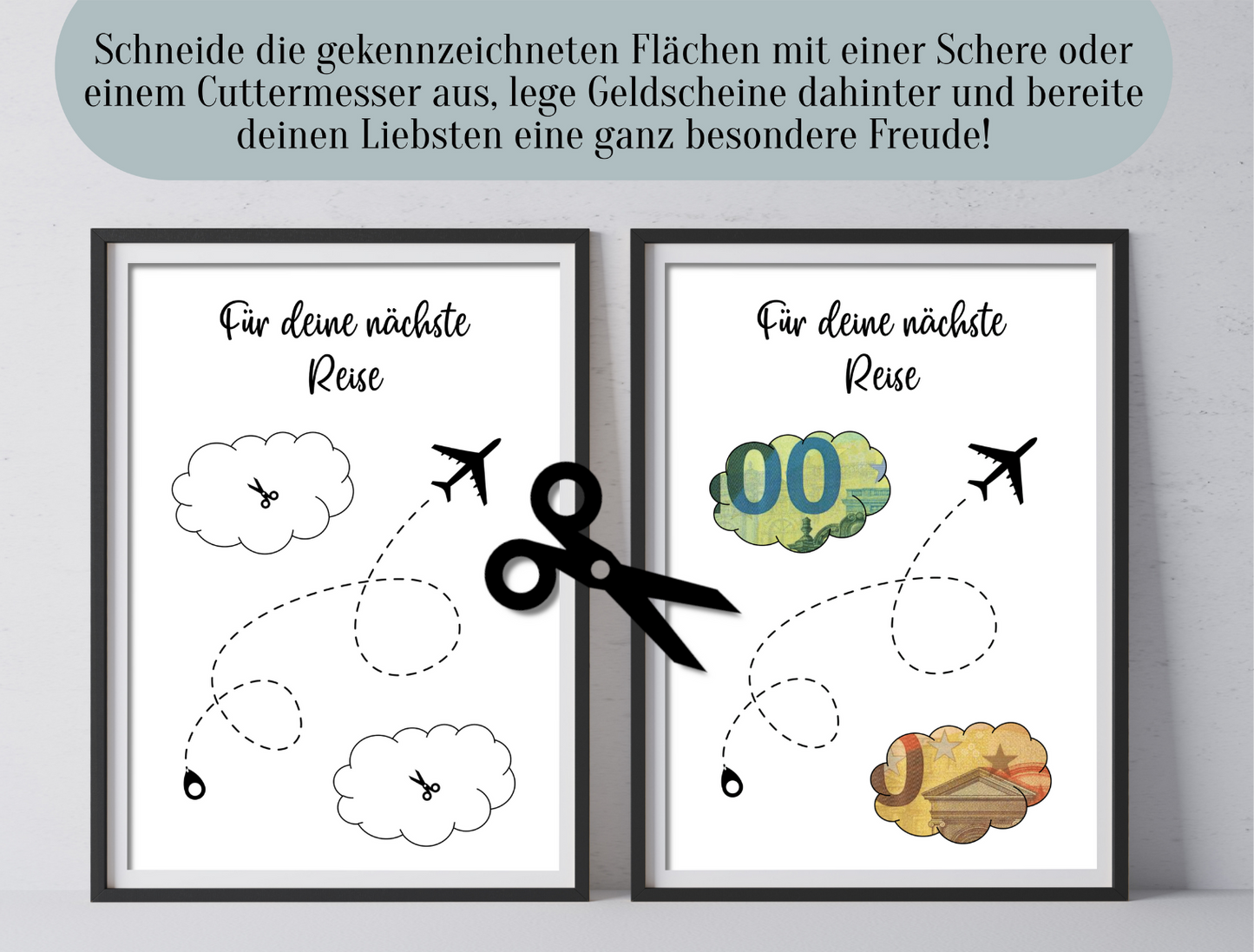 Geschenk für die nächste Reise, Urlaub, Geldgeschenk, Geburtstag,  Druckvorlage, Sofort-Download, PDF-Datei