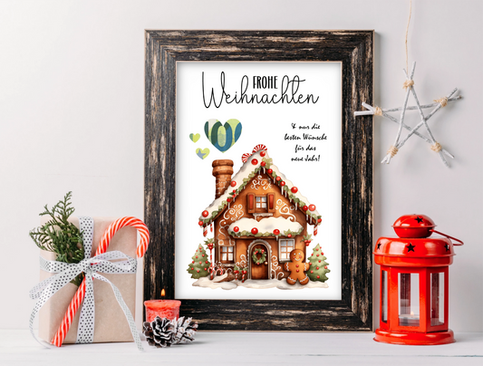 Geldgeschenk Weihnachten, Lebkuchenhaus, Druckvorlage, Geschenk,  Sofort-Download, Last-Minute-Geschenk, PDF-Datei