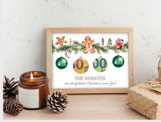 Geldgeschenk Weihnachten, Weihnachtskugeln , Druckvorlage, Geschenk,  Sofort-Download, Last-Minute-Geschenk, PDF-Datei
