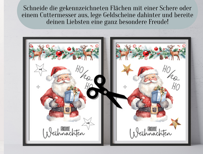 Geldgeschenk Weihnachten, Weihnachtsmann, Druckvorlage, Geschenk,  Sofort-Download, Last-Minute-Geschenk, PDF-Datei