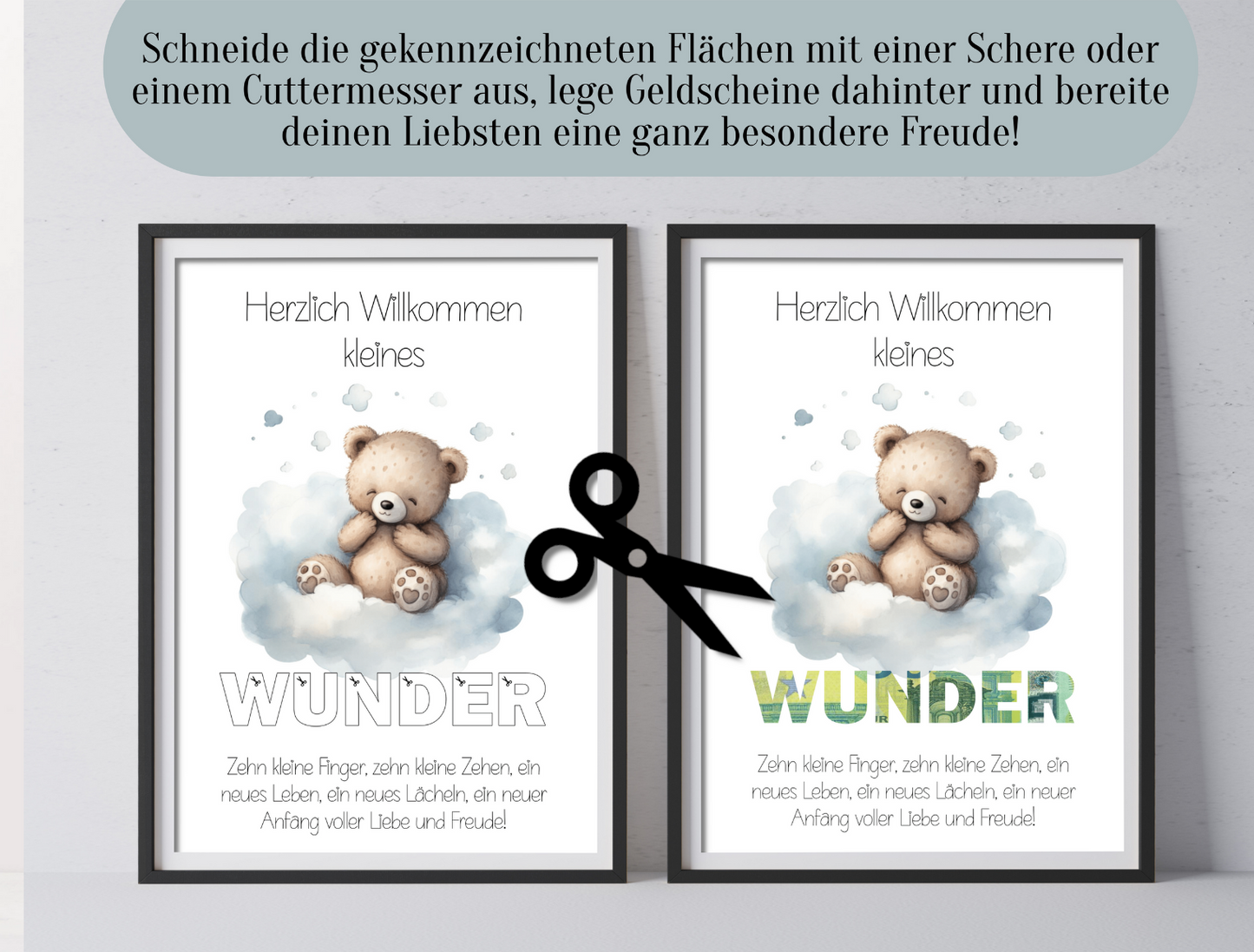 Geldgeschenk Geburt, Babyparty, Druckvorlage, Geschenk, Sofort-Download,  Last-Minute-Geschenk, PDF-Datei