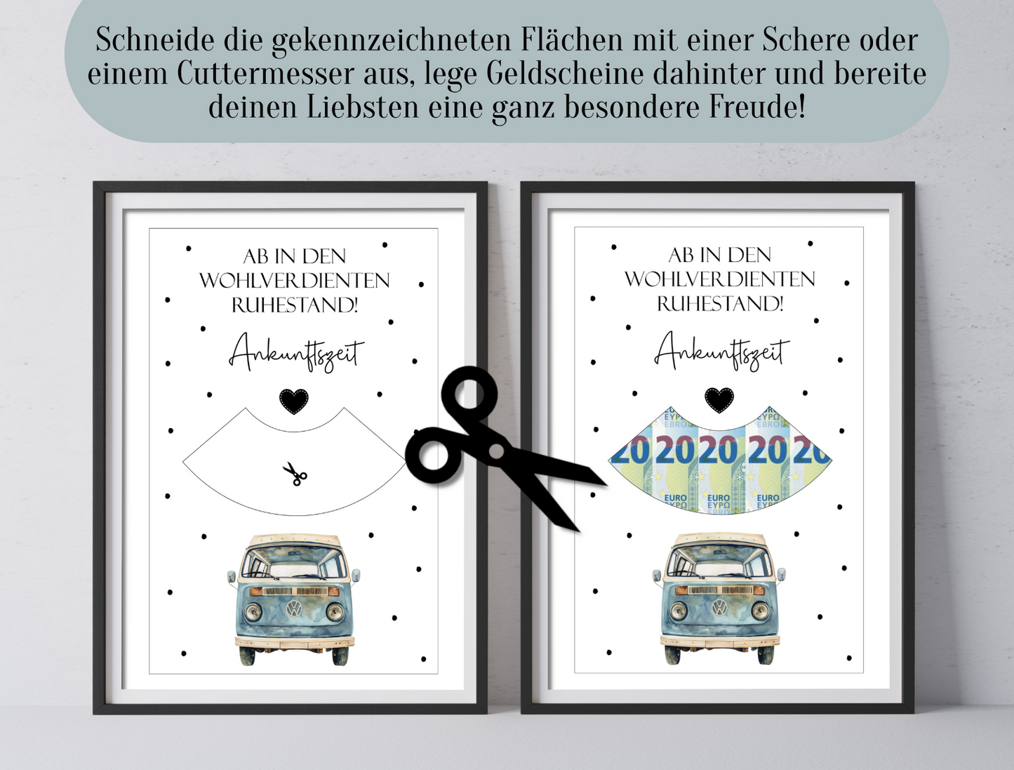 Geldgeschenk zur Pension, Rente, Ruhestand, Parkscheibe, Geschenk,  Druckvorlage, Sofort-Download, PDF-Datei