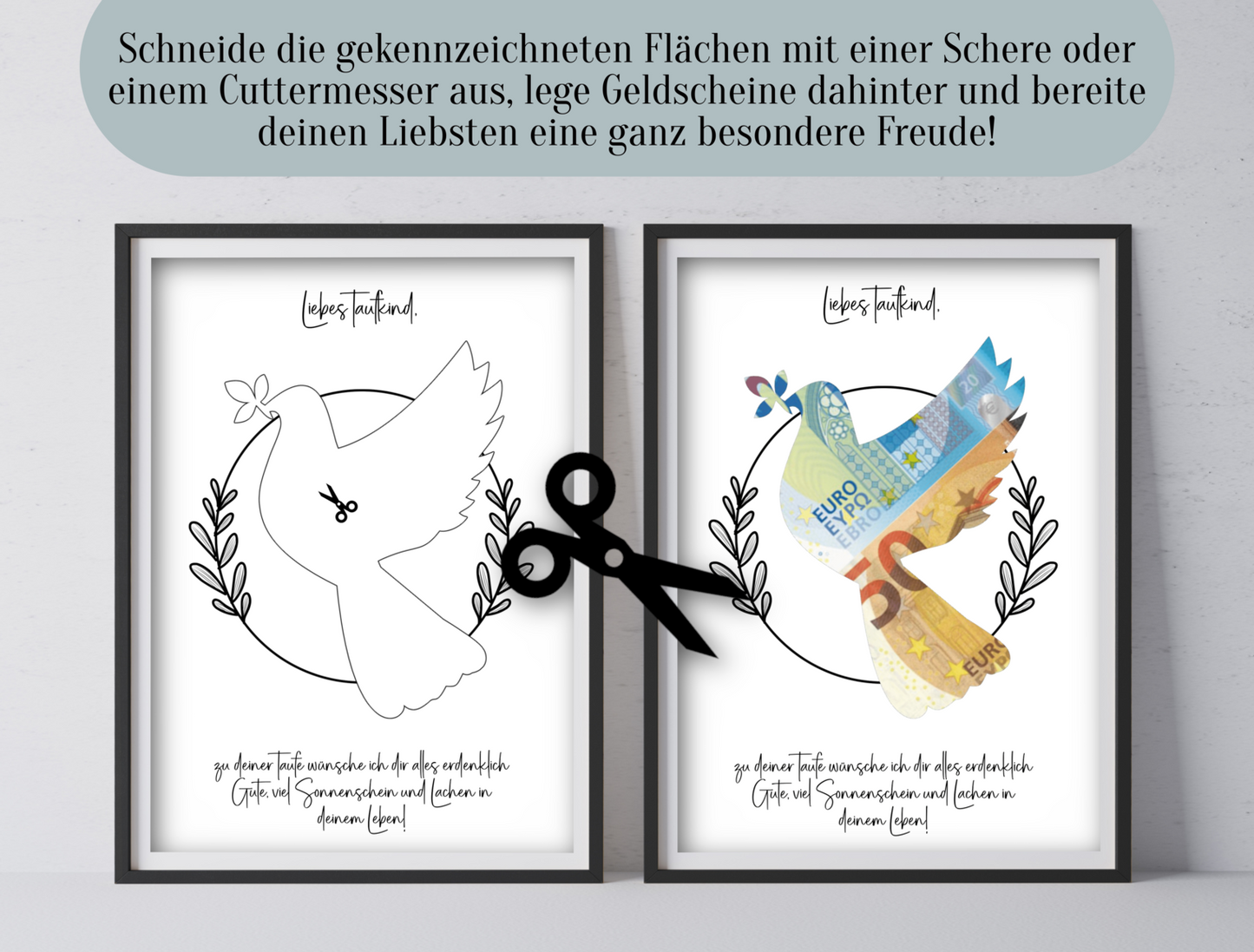 Geldgeschenk zur Taufe, Sofort-Download, Druckvorlage, PDF, "Ich"