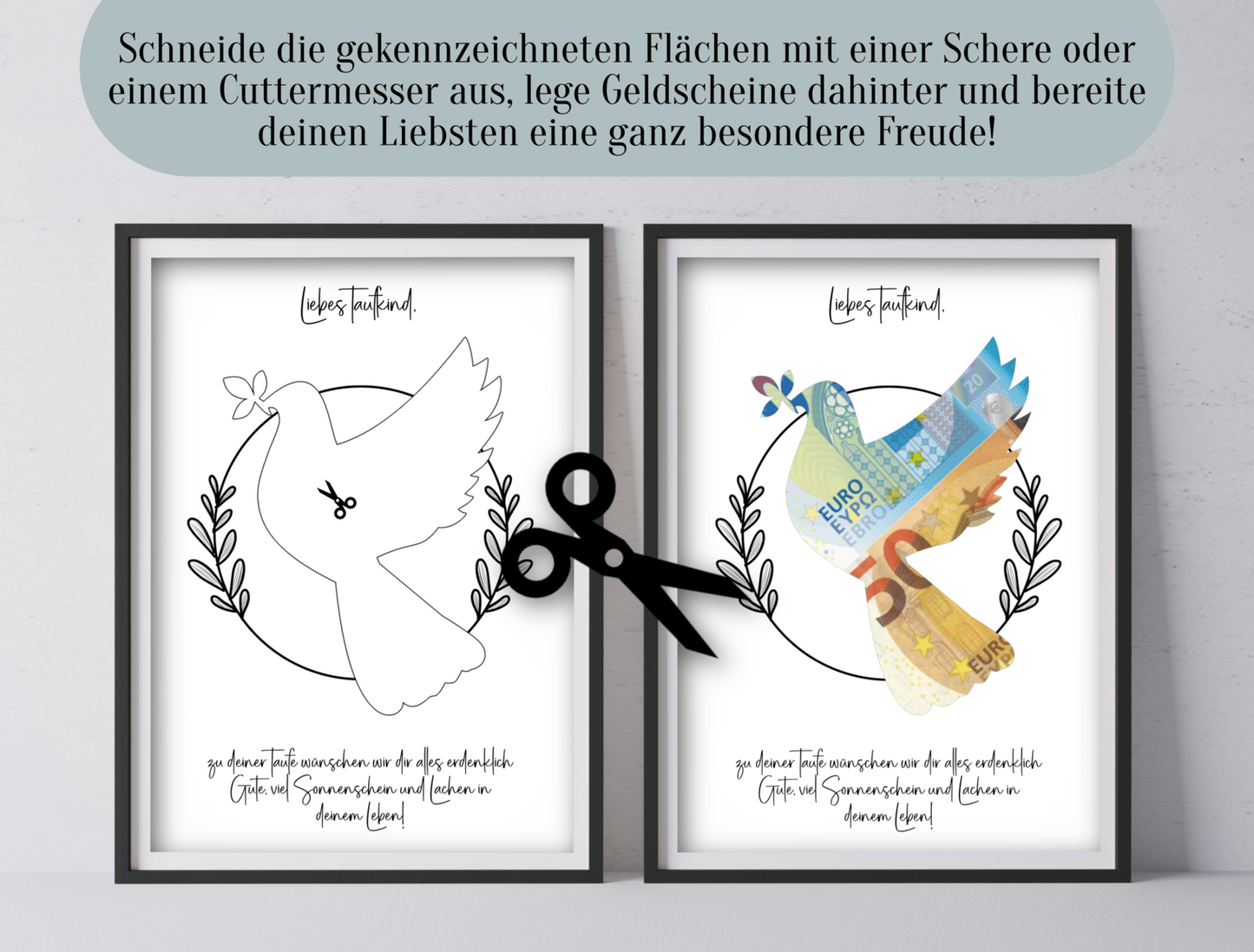 Geldgeschenk zur Taufe, Sofort-Download, Druckvorlage, PDF, "Wir"