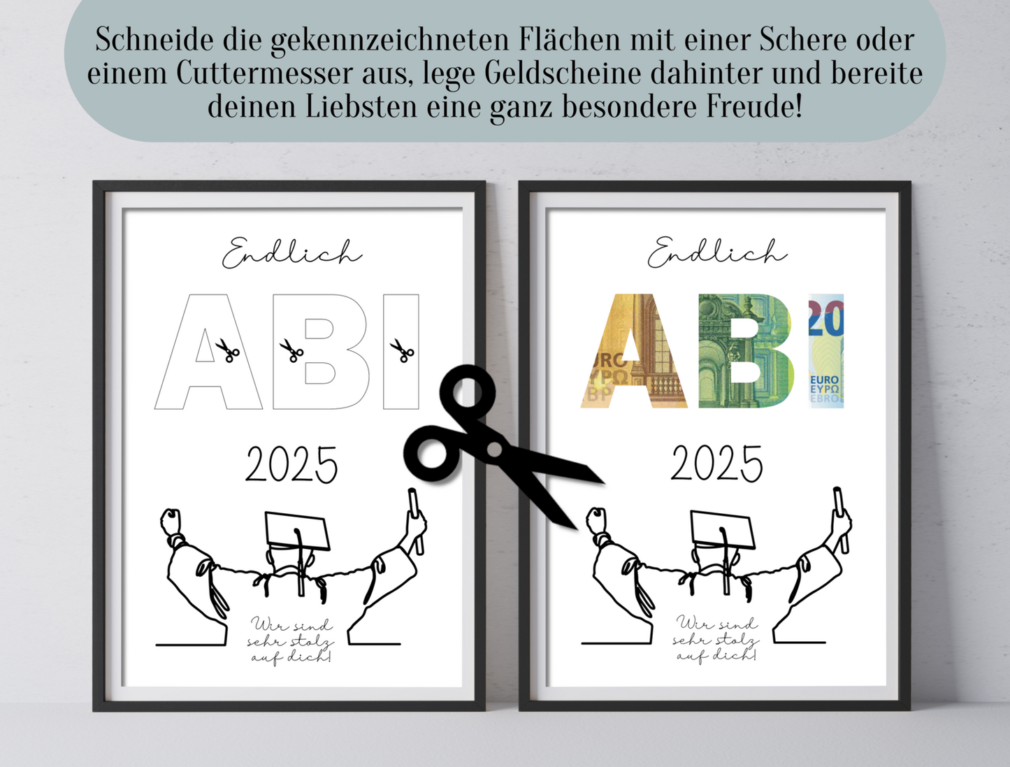 Gratulation zum bestandenen Abitur, Geschenk für die Abschlussprüfung, Abitur, Geldgeschenk, Druckvorlage, PDF-Datei, "Wir"