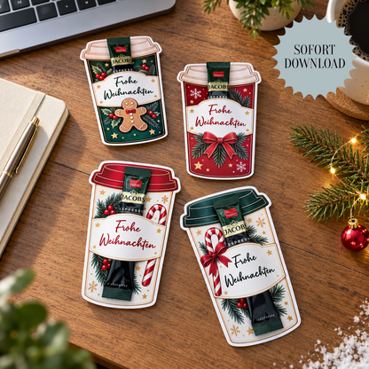 Kaffeesticks-Banderole, kleines Weihnachtsgeschenk, kleine Aufmerksamkeit, Druckvorlage, PDF-Datei