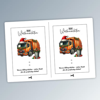 Geldgeschenk Müllabfuhr, Karte, Weihnachten, Druckvorlage, Geschenk, Sofort-Download, Last-Minute-Geschenk, PDF-Datei