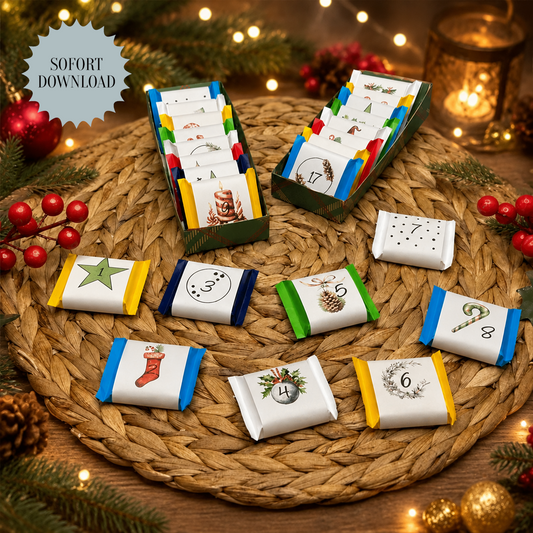 DIY Schoko-Adventskalender, Geschenk, Weihnachtsgeschenk, kleine Aufmerksamkeit, Druckvorlage, PDF-Datei