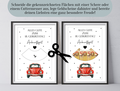 Geldgeschenk 18. Geburtstag, Parkscheibe, Volljährigkeit, Druckvorlage,  Geschenk, Sofort-Download, Last-Minute-Geschenk, PDF-Datei