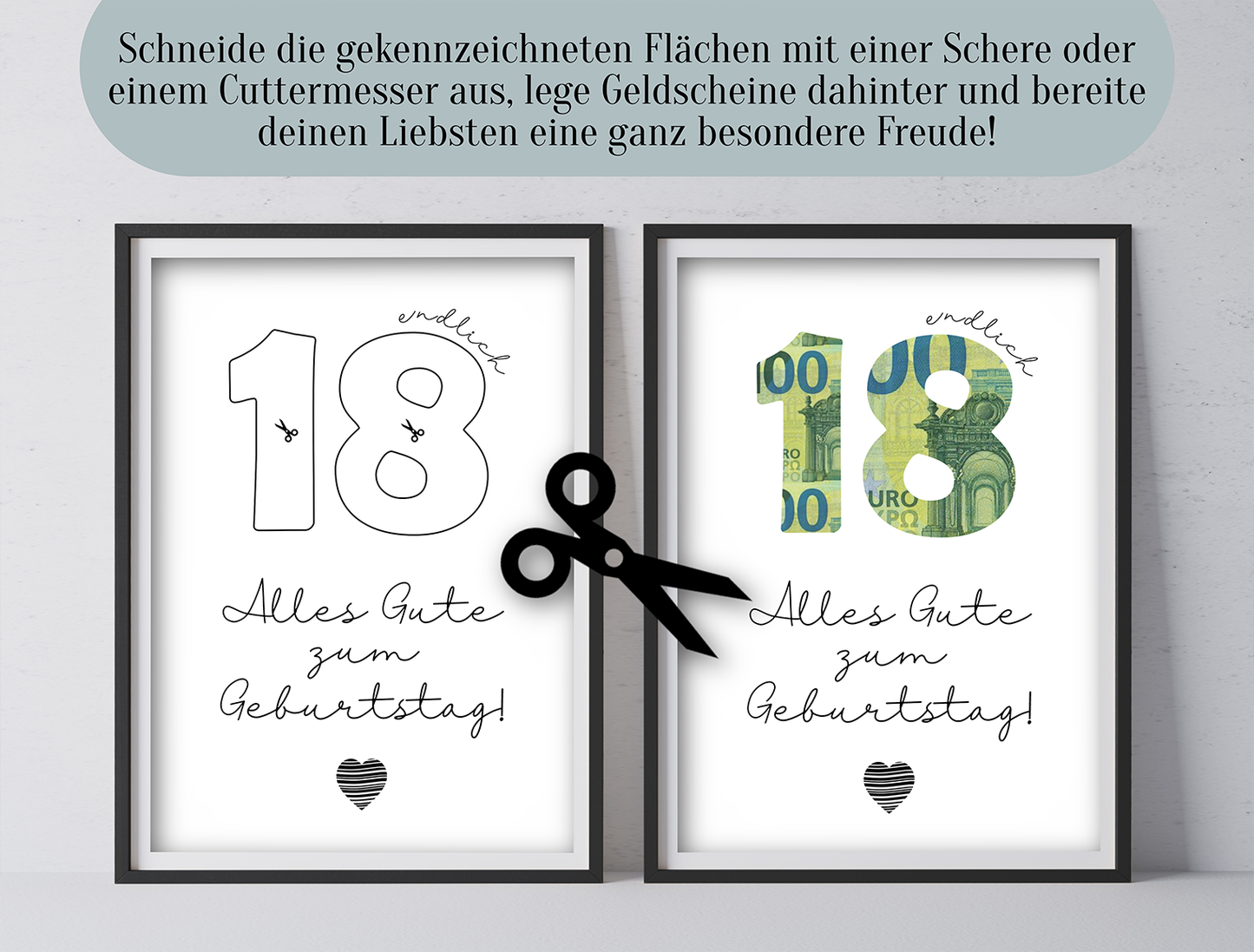 Geschenk zum 18. Geburtstag, Last-Minute-Geschenk, Geldgeschenk,  Druckvorlage, Sofort-Download, PDF-Datei