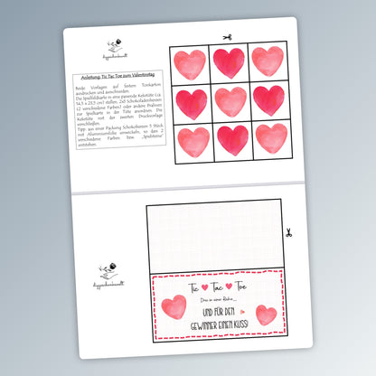 Valentinstag Geschenk, Tic Tac Toe, Druckvorlage, Sofort-Download,  Last-Minute-Geschenk, PDF-Datei